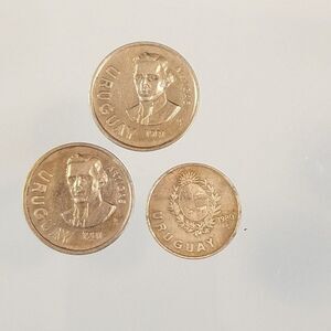 Uruguay Coins 1980 1 Nuevo Peso 1981 10 Nuevos Pesos Lot Of 3